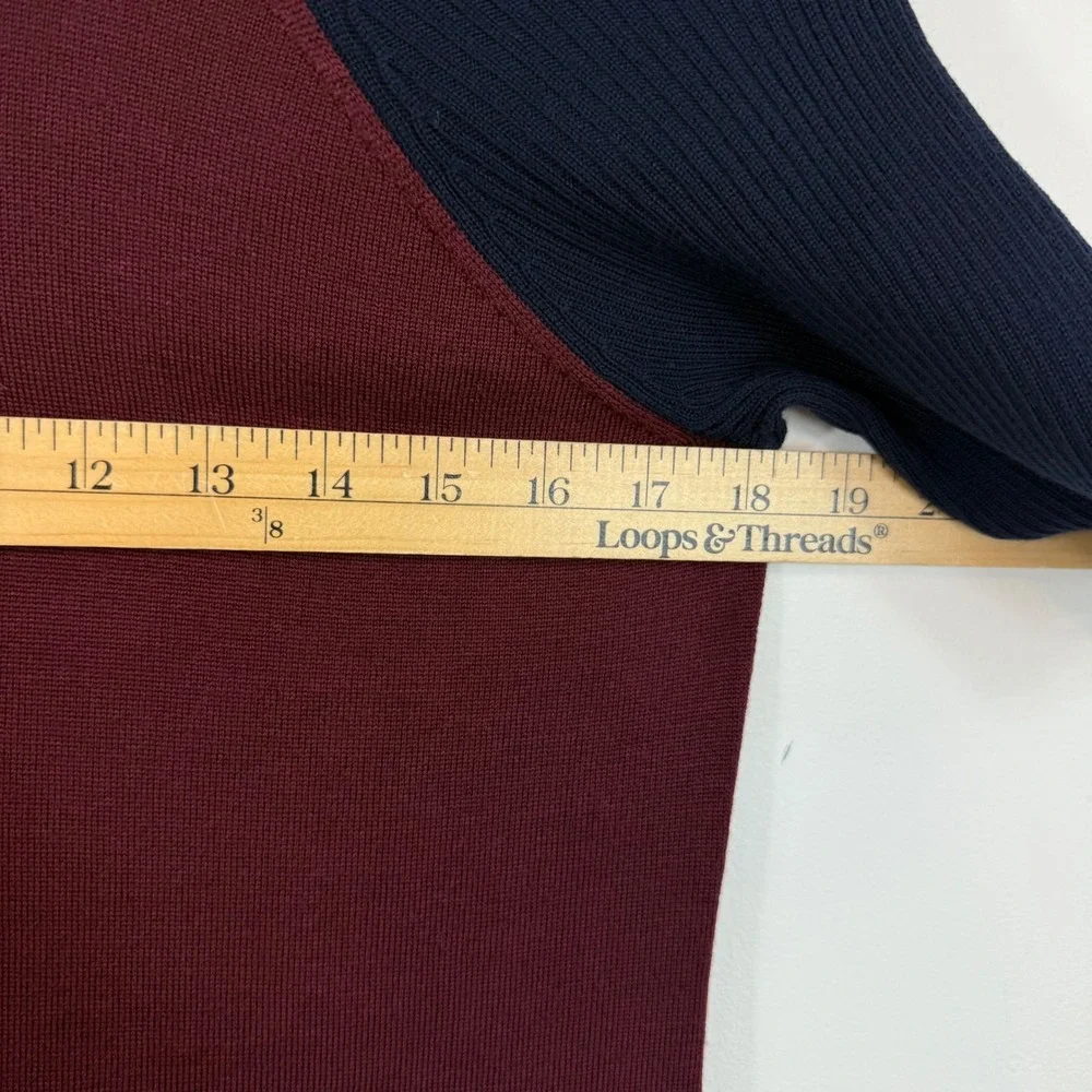 Pendleton Merino Wool Turtleneck Sweater Colorblock Burgundy Navy Preppy P S